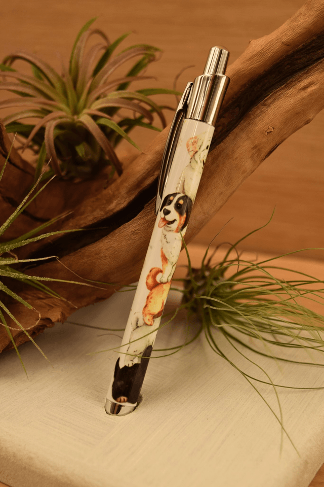 Cute Puppy Stack Aluminium Pen – Fun Dog Design Stationery Gift