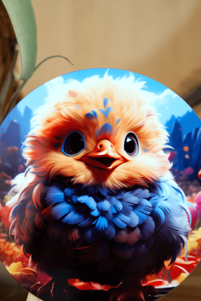Round Coaster: Cute & Colourful Kawaii Baby Bird Design