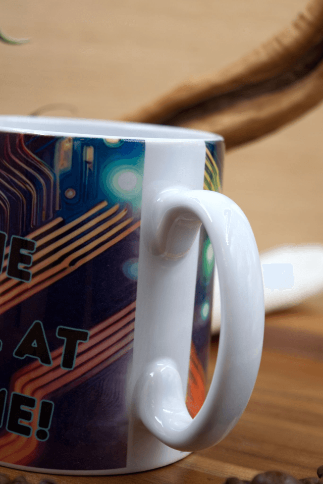 Mug: Retro Arcade Game Design on Circuit Board Background – “Saving the World One Level at a Time