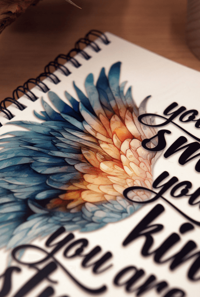 A5 Spiral Notebook – You Are Smart, Kind, Strong – Blue Feather Motivational Design