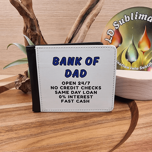 Customisable “Bank Of Dad” Faux Leather Wallet – Personalised Gift for Father’s Day & Birthdays