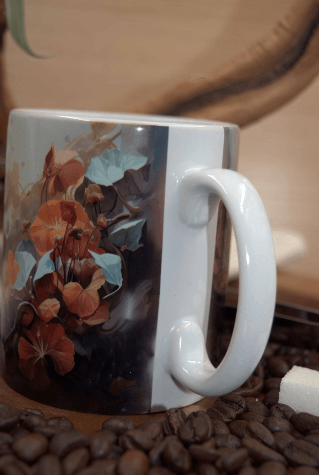 Mug : Monkey Foliage Design - 10oz Orca Coated Ceramic Mug 