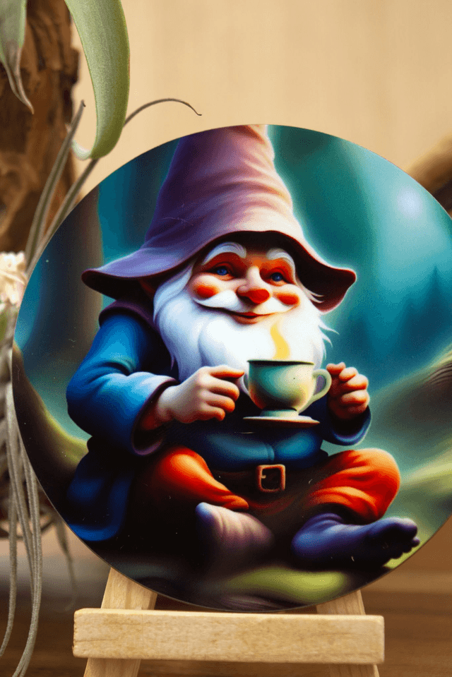  Coaster: Cheeky Gnome with Drink – Unisub Sublimated Coaster