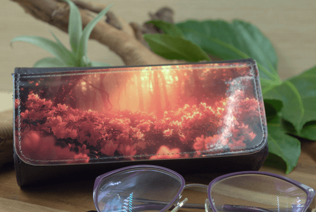 Spectacle Case - Sunset Woodland Glasses Case – Stunning Golden Pink & Orange Floral Design