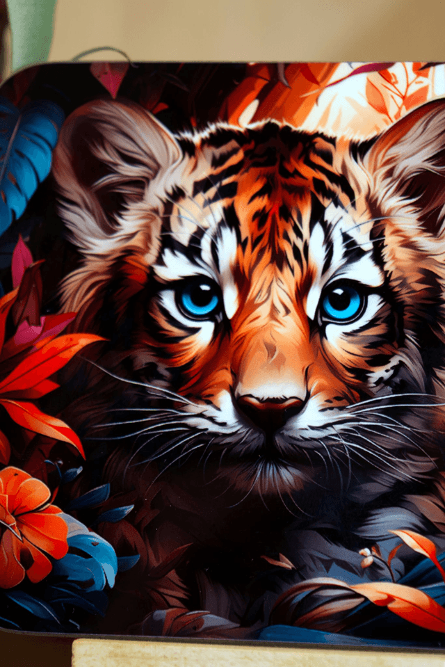 Coaster: Tiger Cub Among Foliage – Unisub Sublimated Coaster