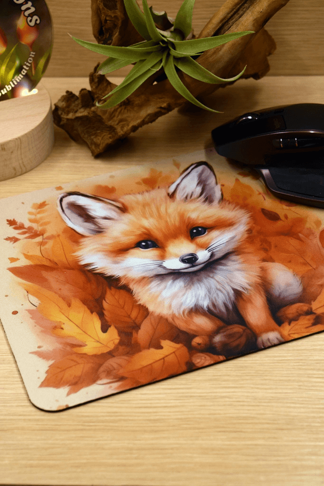 Autumn Fox Cub Mouse Mat – Anti-Slip & Smooth Surface