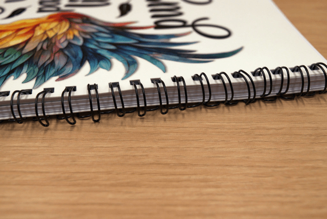 A5 Spiral Notebook – Fly with Passion, Live with Purpose Feather Design