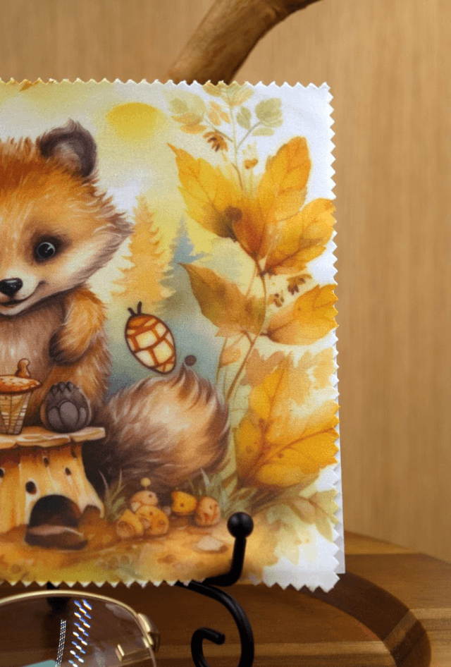 Cleaning Cloth: Woodland Animal on Tree Stump, Perfect for Glasses, Screens & More