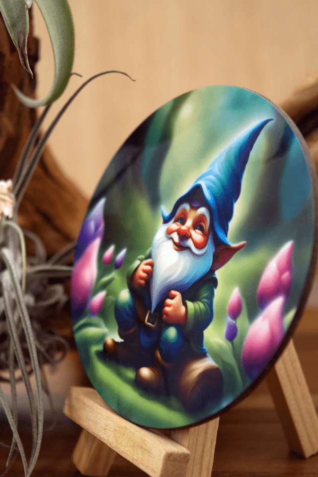 Coaster: Cute Gnome on Log – Unisub Sublimated Coaster