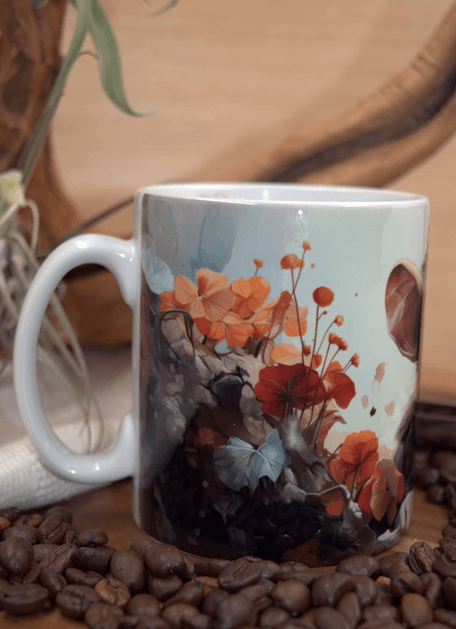 Mug : Monkey Foliage Design - 10oz Orca Coated Ceramic Mug 