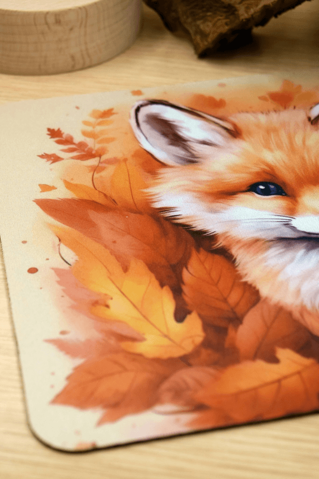 Autumn Fox Cub Mouse Mat – Anti-Slip & Smooth Surface
