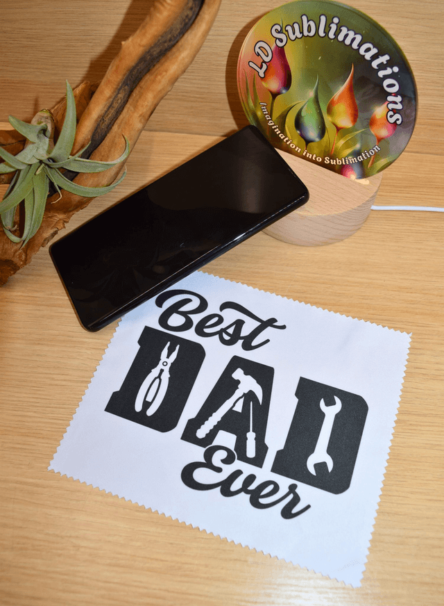 Best Dad Ever Microfibre Cleaning Cloth – Tool Design, Gentle & Durable, 7x6 inch