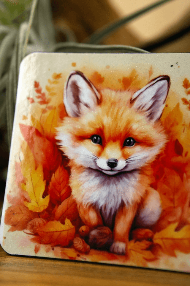 Magnet: Fox Cube Among Autumnal Foliage