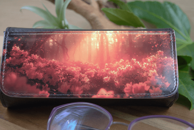 Spectacle Case - Sunset Woodland Glasses Case – Stunning Golden Pink & Orange Floral Design