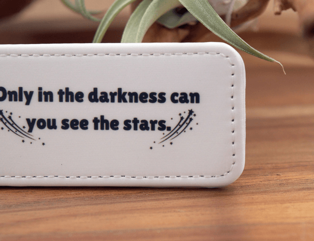 Key Ring – "Only in the Darkness Can You See the Stars," Shooting Stars Design, Double-Sided PU Leather Keychain