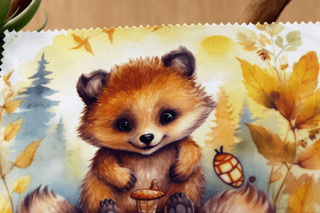 Cleaning Cloth: Woodland Animal on Tree Stump, Perfect for Glasses, Screens & More