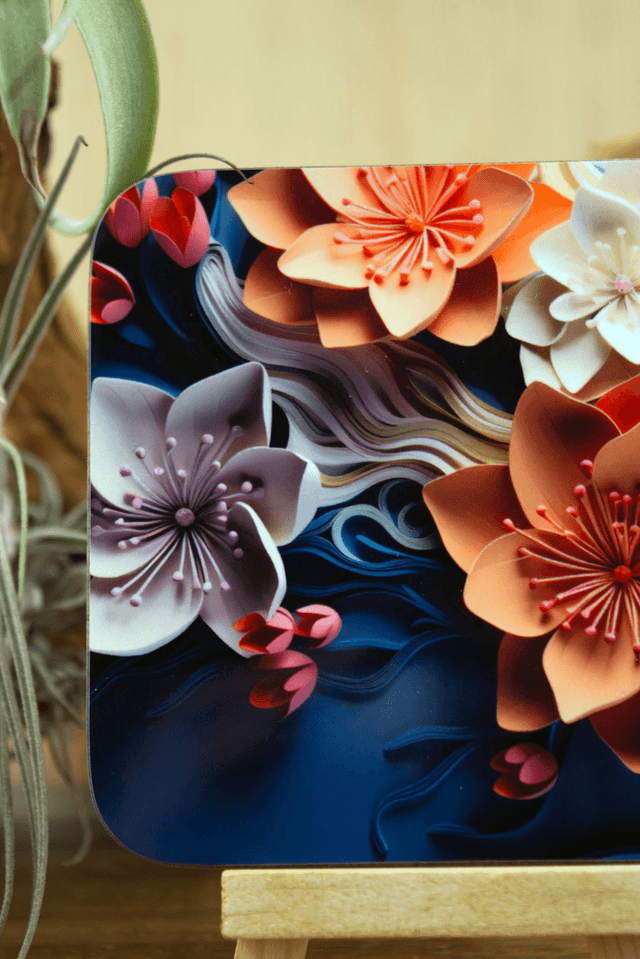 Coaster: Detailed Paper Flowers – Unisub Sublimated Square Coaster