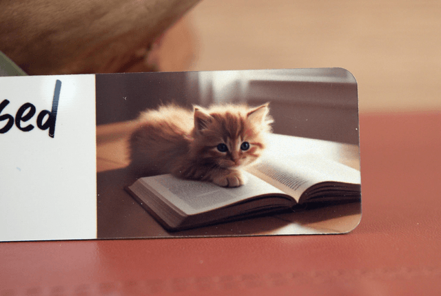 Ginger Kitten Aluminium Bookmark – ‘You Pawsed Here!’ Cute Cat Design 