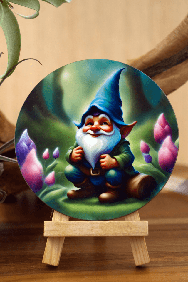 Coaster: Cute Gnome on Log – Unisub Sublimated Coaster