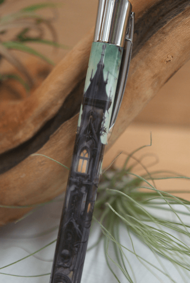 Gothic Haunted House Aluminium Pen – Dark Fantasy Stationery Gift