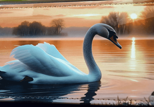 Spectacle Case Swan Lake Sunset Glasses Case – Elegant Golden & Pink Waterscape Design 