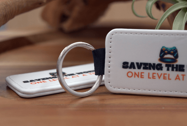 Key Ring – "Saving the World One Level at a Time," Gaming Controller Design, Double-Sided PU Leather Keychain