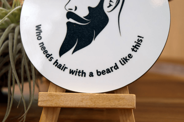 Round Coaster: "Who Needs Hair with a Beard Like This!" Silhouette Design