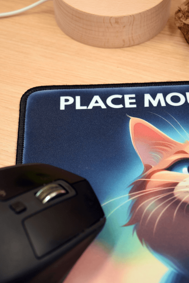 Playful Ginger Cat "Place Mouse Here" Mouse Mat – Anti-Slip & Smooth Surface 