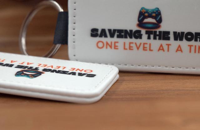 Key Ring – "Saving the World One Level at a Time," Gaming Controller Design, Double-Sided PU Leather Keychain
