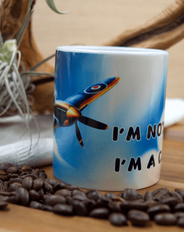 Mug: Vintage Plane Against Clear Blue Sky Design
