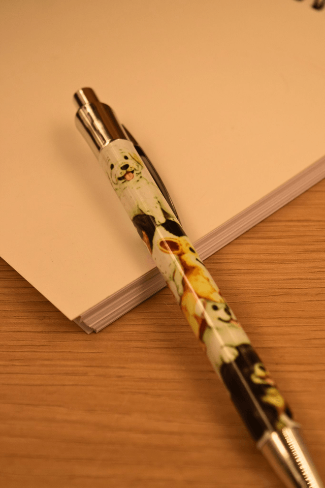 Cute Puppy Stack Aluminium Pen – Fun Dog Design Stationery Gift