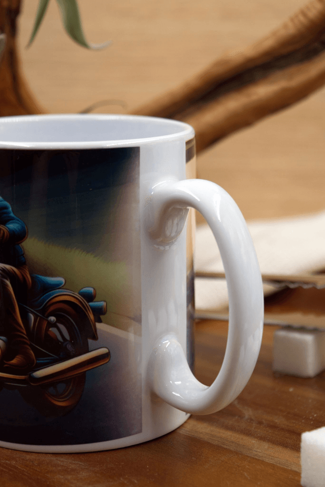 Mug: Vintage Motorbike in Countryside Design