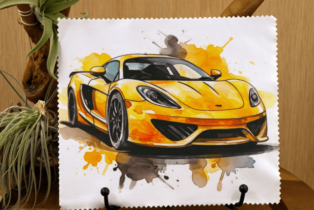 Cleaning Cloth: Classy Yellow Sports Car Microfibre Cloth for Glasses, Screens & More