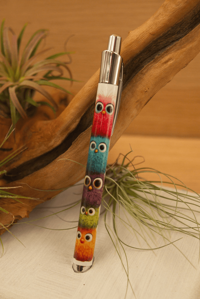 Cute Bird Stack Aluminium Pen – Quirky Colourful Stationery Gift