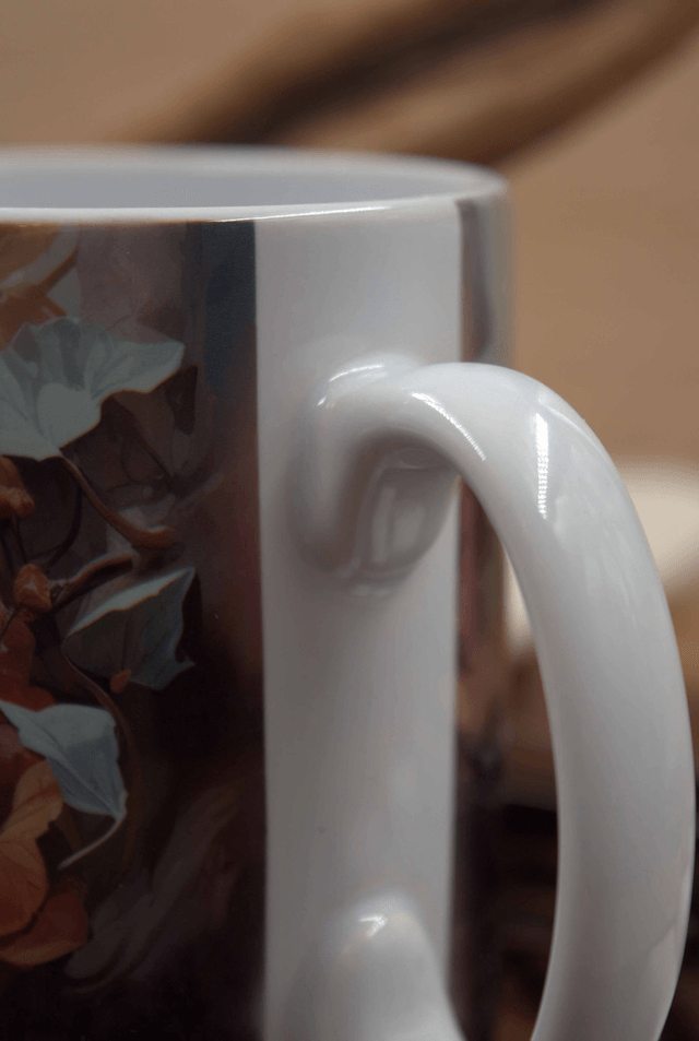 Mug : Monkey Foliage Design - 10oz Orca Coated Ceramic Mug 