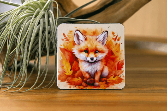 Magnet: Fox Cube Among Autumnal Foliage