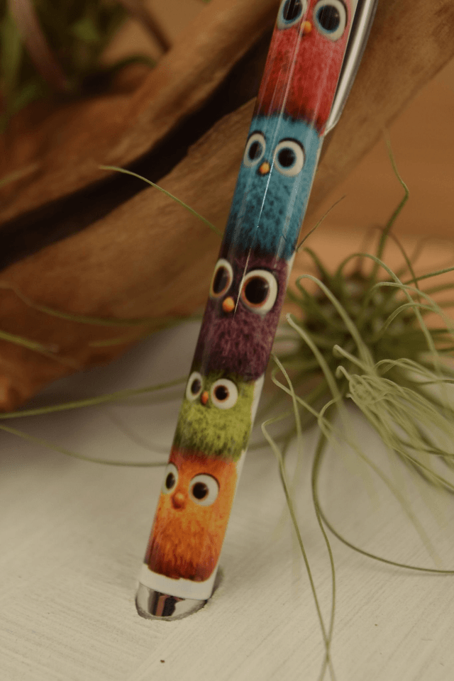 Cute Bird Stack Aluminium Pen – Quirky Colourful Stationery Gift