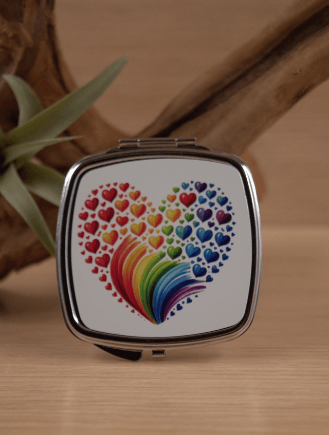 Rainbow Heart Compact Mirror – A Colourful &amp; Charming Handbag Essential