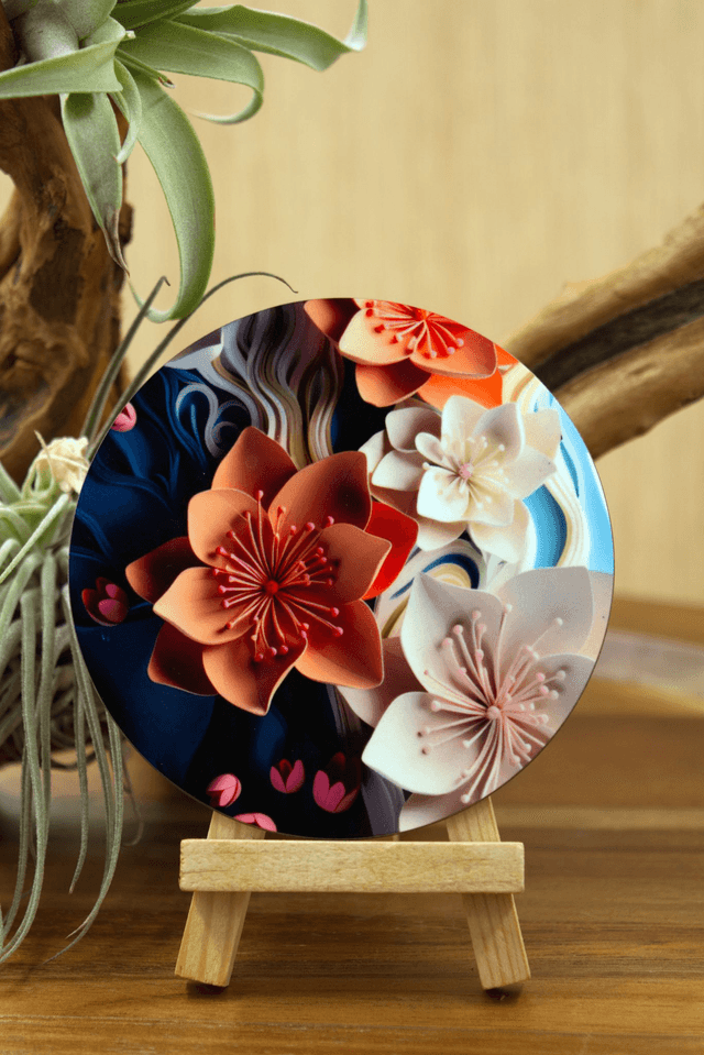 Coaster: Detailed Paper Flowers – Unisub Sublimated Coaster