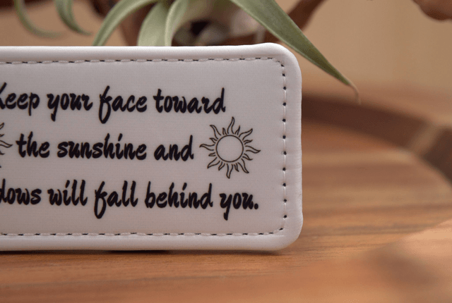 Keep Your Face Towards the Sunshine," Sun Silhouettes Design, Double-Sided PU Leather Keychain