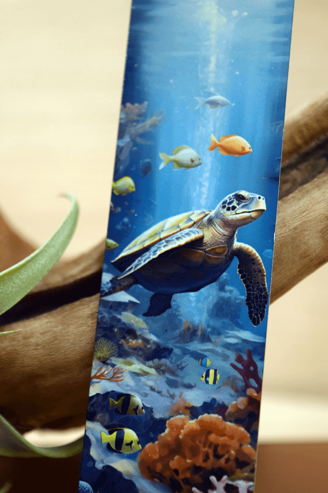 Tranquil Ocean – Sea Turtle & Coral Reef Bookmark
