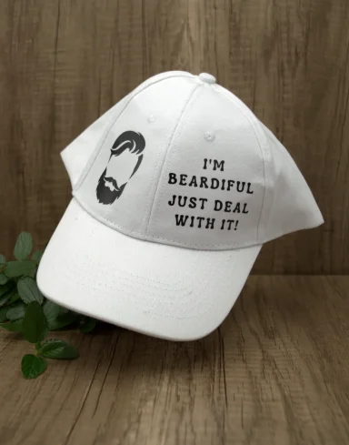 Unleash Your Inner Strength with Our "I'm Beardiful Just Deal With It" White Cap